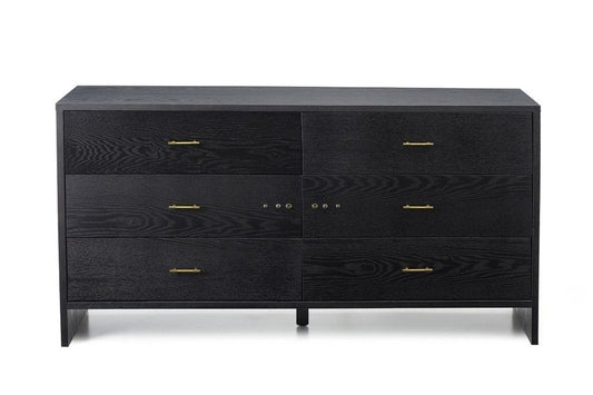 59" Grey Ash Manufactured Wood Six Drawer Double Dresser HomeRoots