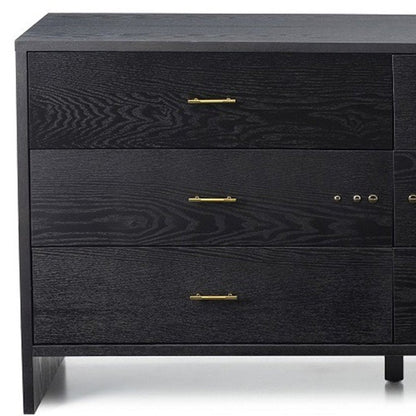 59" Gray Wood Six Drawer Double Dresser