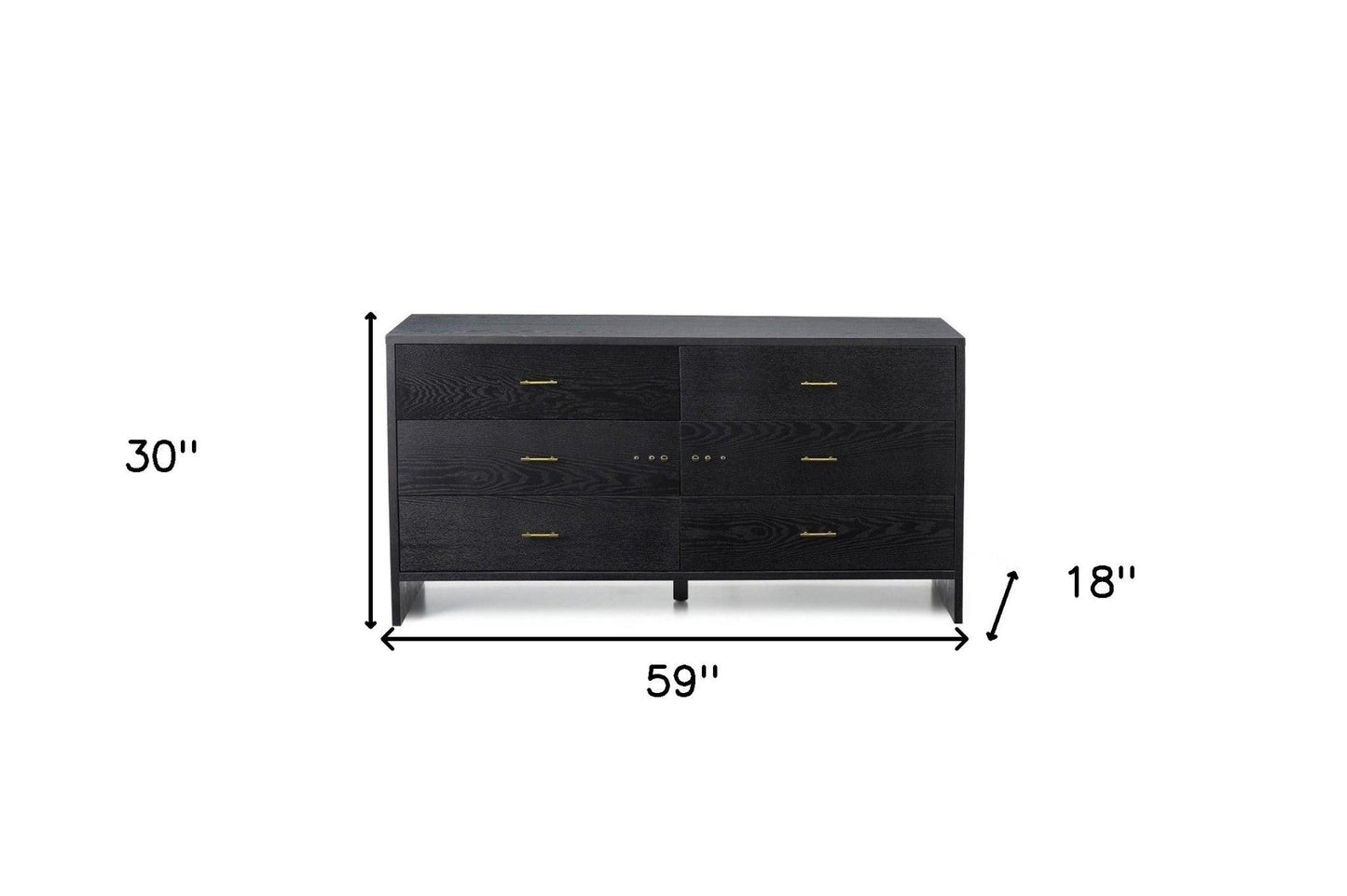 59" Grey Ash Manufactured Wood Six Drawer Double Dresser - FurniFindUSA