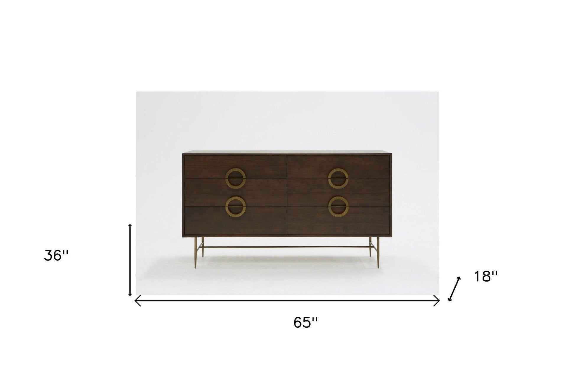 65" Acacia Solid Wood Six Drawer Double Dresser - FurniFindUSA