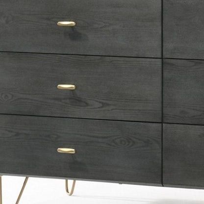 51" Gray Wood Six Drawer Double Dresser HomeRoots