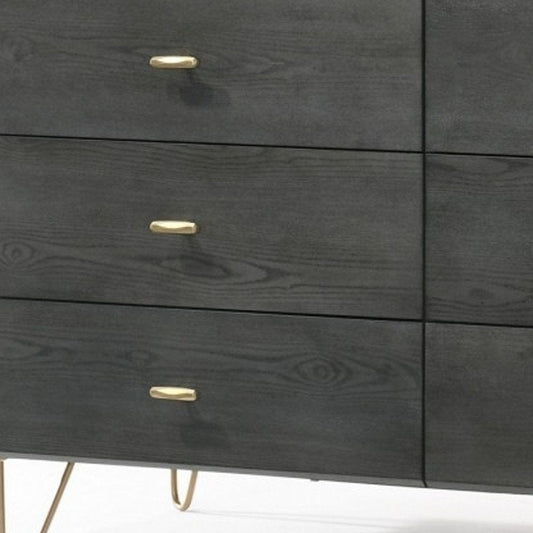 51" Gray Wood Six Drawer Double Dresser HomeRoots