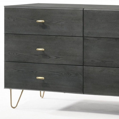 51" Gray Wood Six Drawer Double Dresser HomeRoots