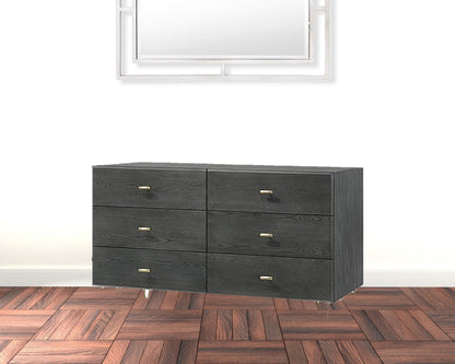 51" Grey Manufactured Wood Six Drawer Double Dresser - FurniFindUSA