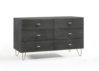 51" Gray Wood Six Drawer Double Dresser HomeRoots