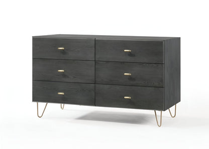 51" Gray Wood Six Drawer Double Dresser HomeRoots