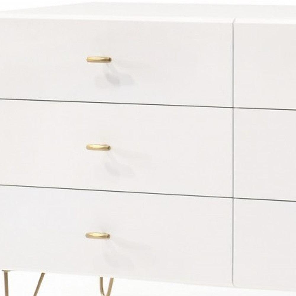 51" White Manufactured Wood Six Drawer Double Dresser - FurniFindUSA