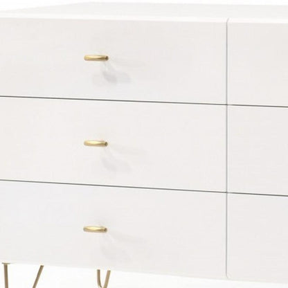 51" White Manufactured Wood Six Drawer Double Dresser - FurniFindUSA