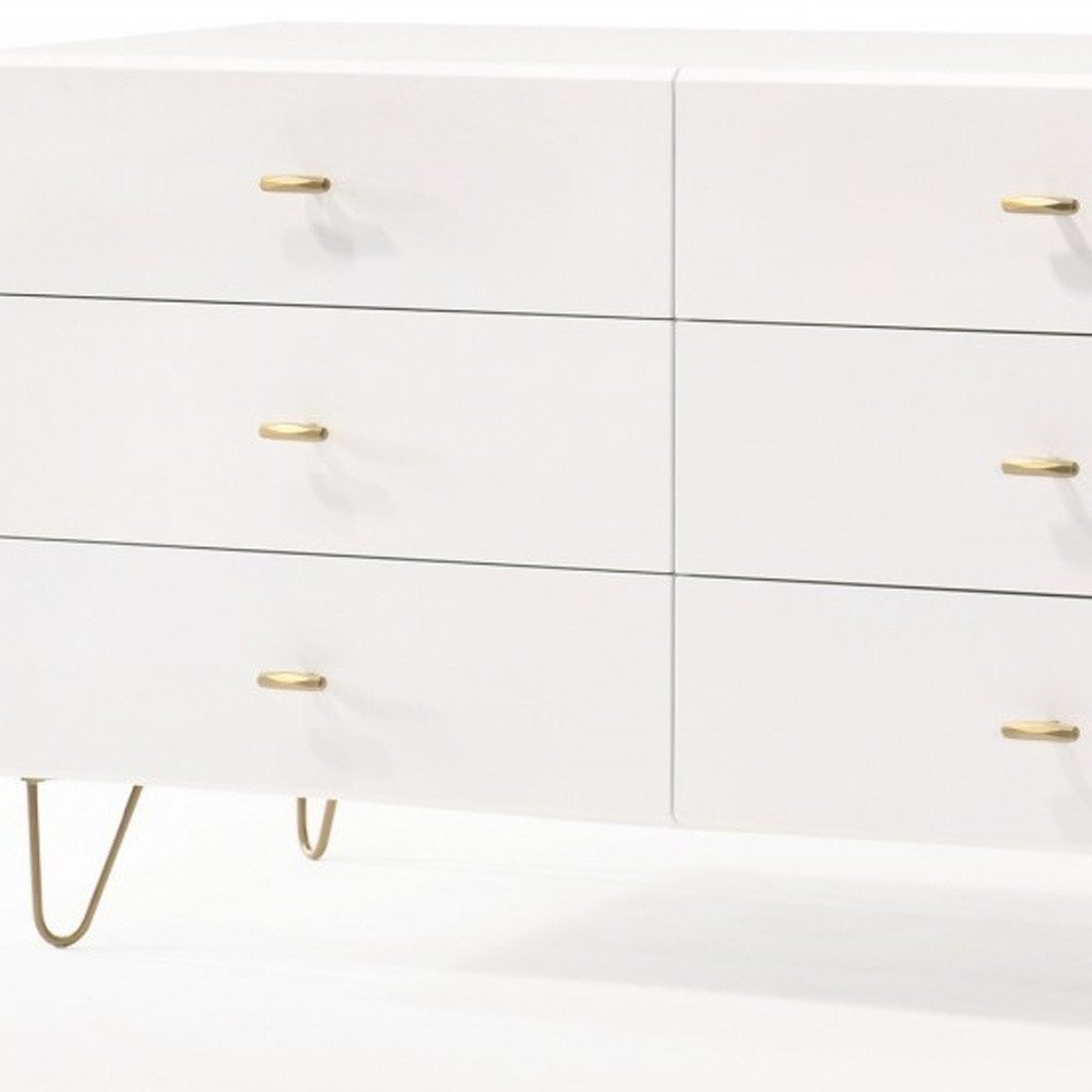 51" White Wood Six Drawer Double Dresser HomeRoots