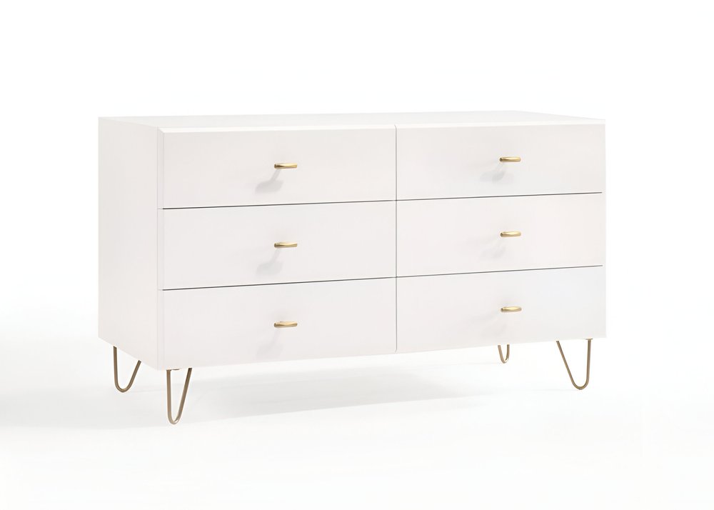 51" White Wood Six Drawer Double Dresser HomeRoots