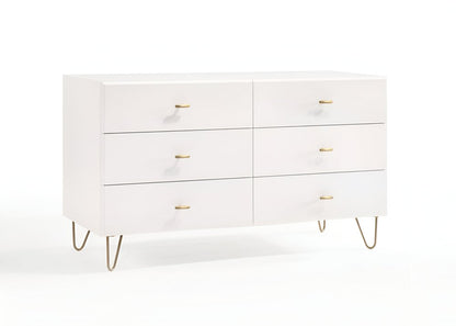 51" White Wood Six Drawer Double Dresser HomeRoots