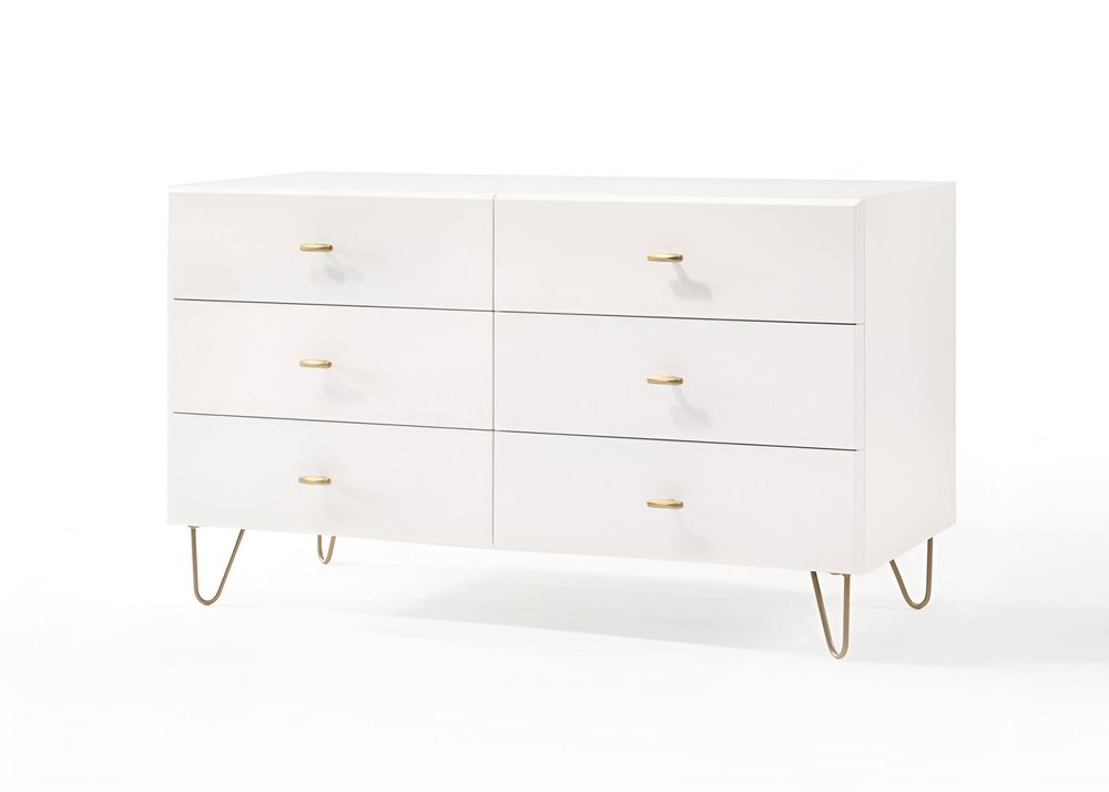 51" White Wood Six Drawer Double Dresser HomeRoots