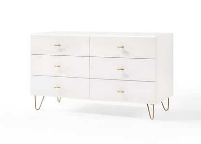 51" White Wood Six Drawer Double Dresser HomeRoots