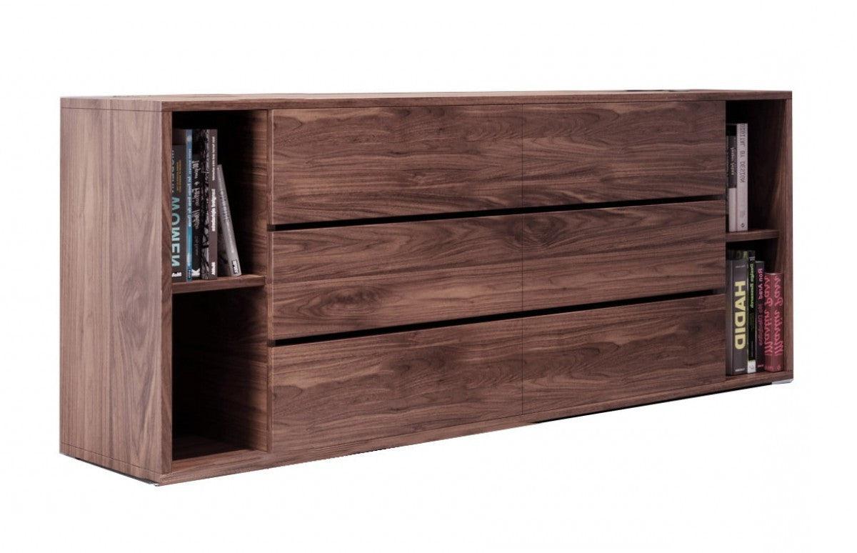 63" Walnut Solid Wood Six Drawer Double Dresser - FurniFindUSA