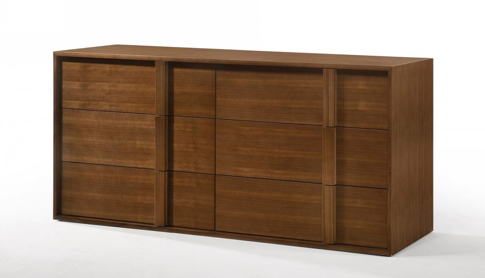 65" Walnut Solid Wood Six Drawer Double Dresser HomeRoots