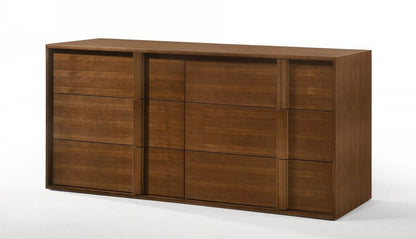 65" Walnut Solid Wood Six Drawer Double Dresser HomeRoots