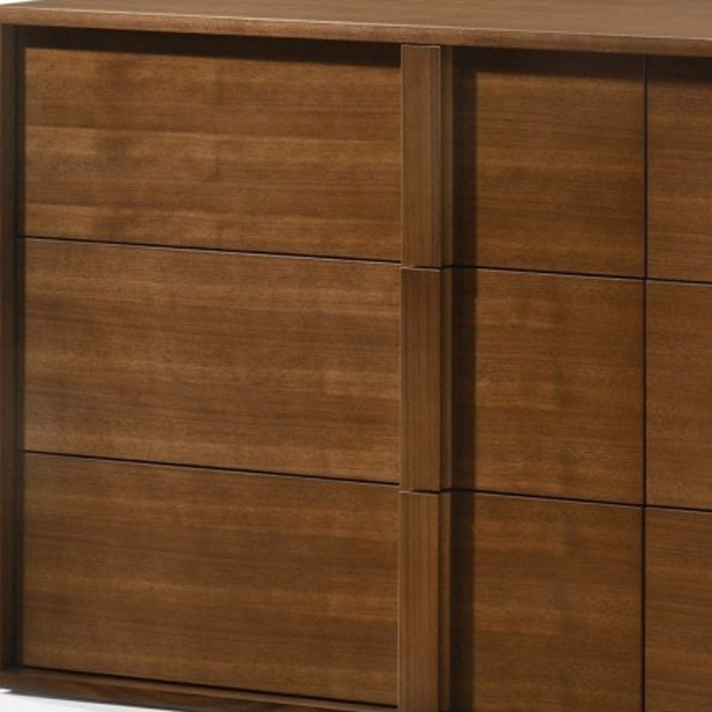 65" Walnut Solid Wood Six Drawer Double Dresser HomeRoots