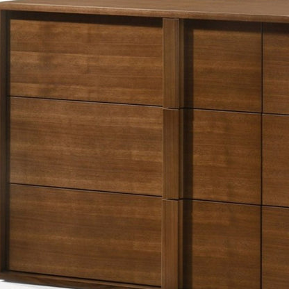 36" Walnut Brown Wood Contemporary Five Drawer Dresser HomeRoots
