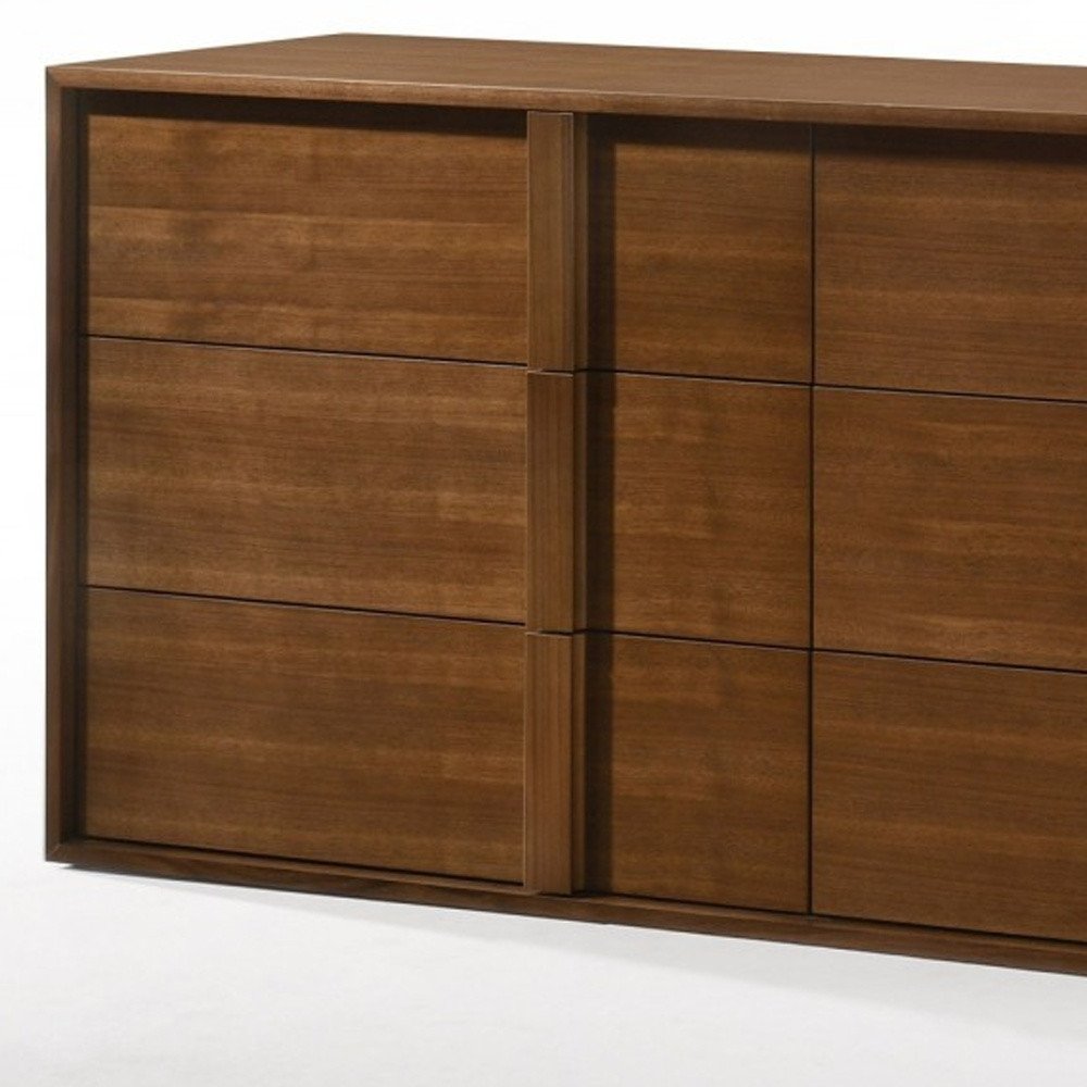 65" Walnut Solid Wood Six Drawer Double Dresser HomeRoots