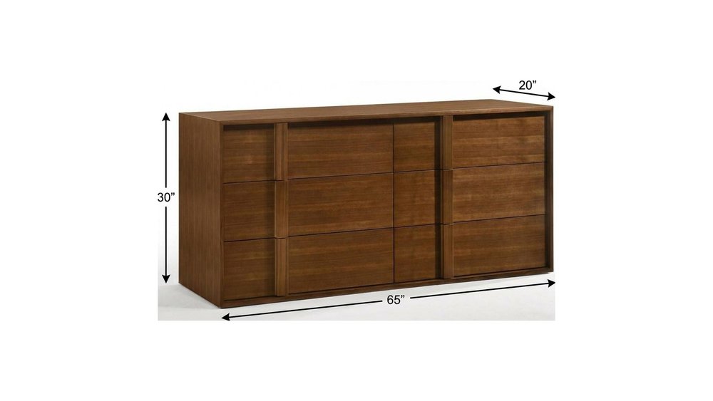 36" Walnut Brown Wood Contemporary Five Drawer Dresser HomeRoots