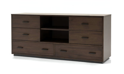 63" Dark Brown Wood Six Drawer Double Dresser HomeRoots