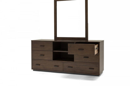 63" Walnut Six Drawer Double Dresser - FurniFindUSA