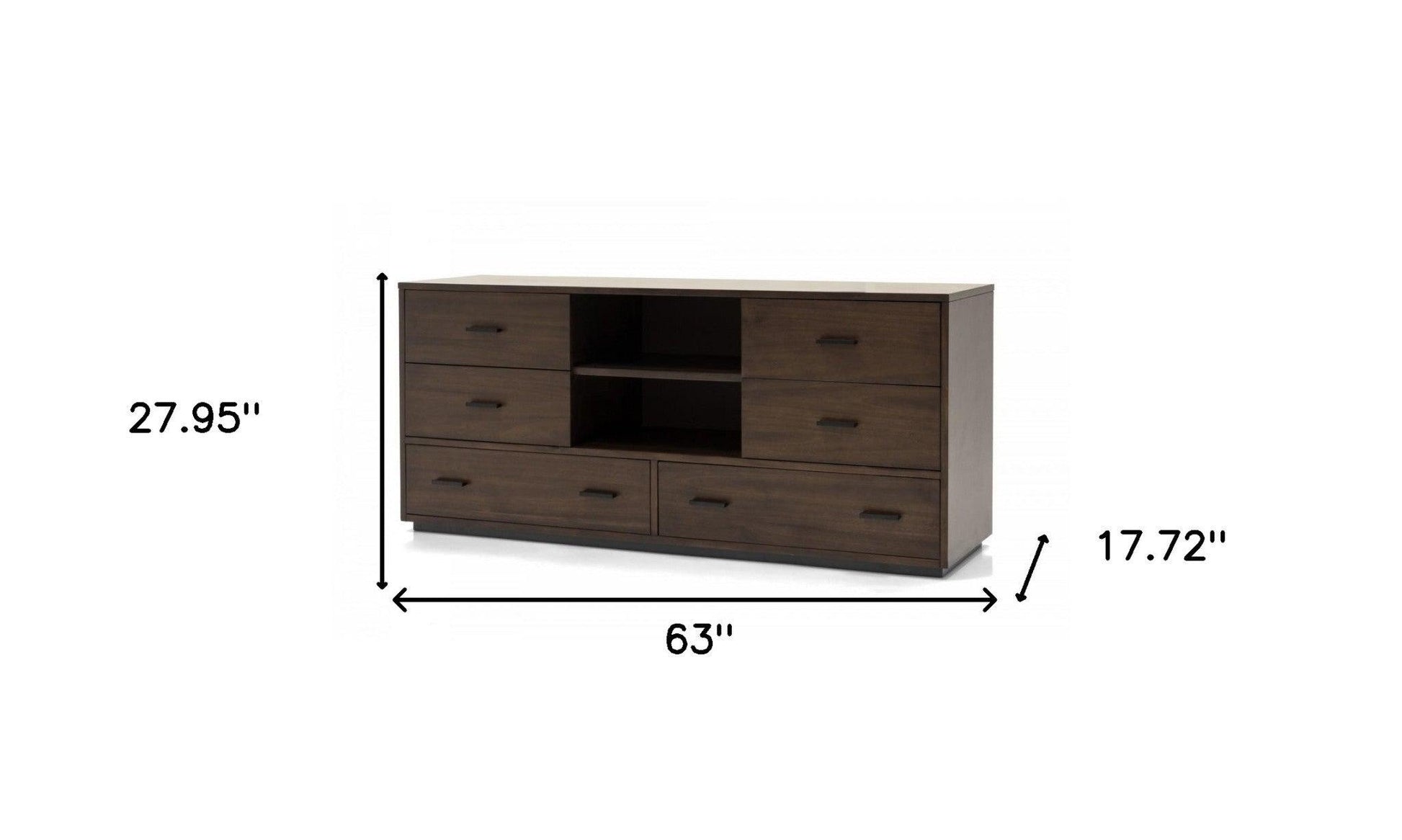 63" Walnut Six Drawer Double Dresser - FurniFindUSA