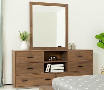 63" Walnut Six Drawer Combo Dresser - FurniFindUSA