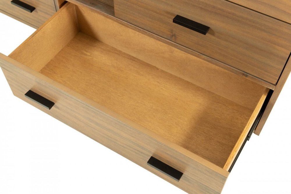28" Brown Wood Six Drawer Combo Dresser — view 1
