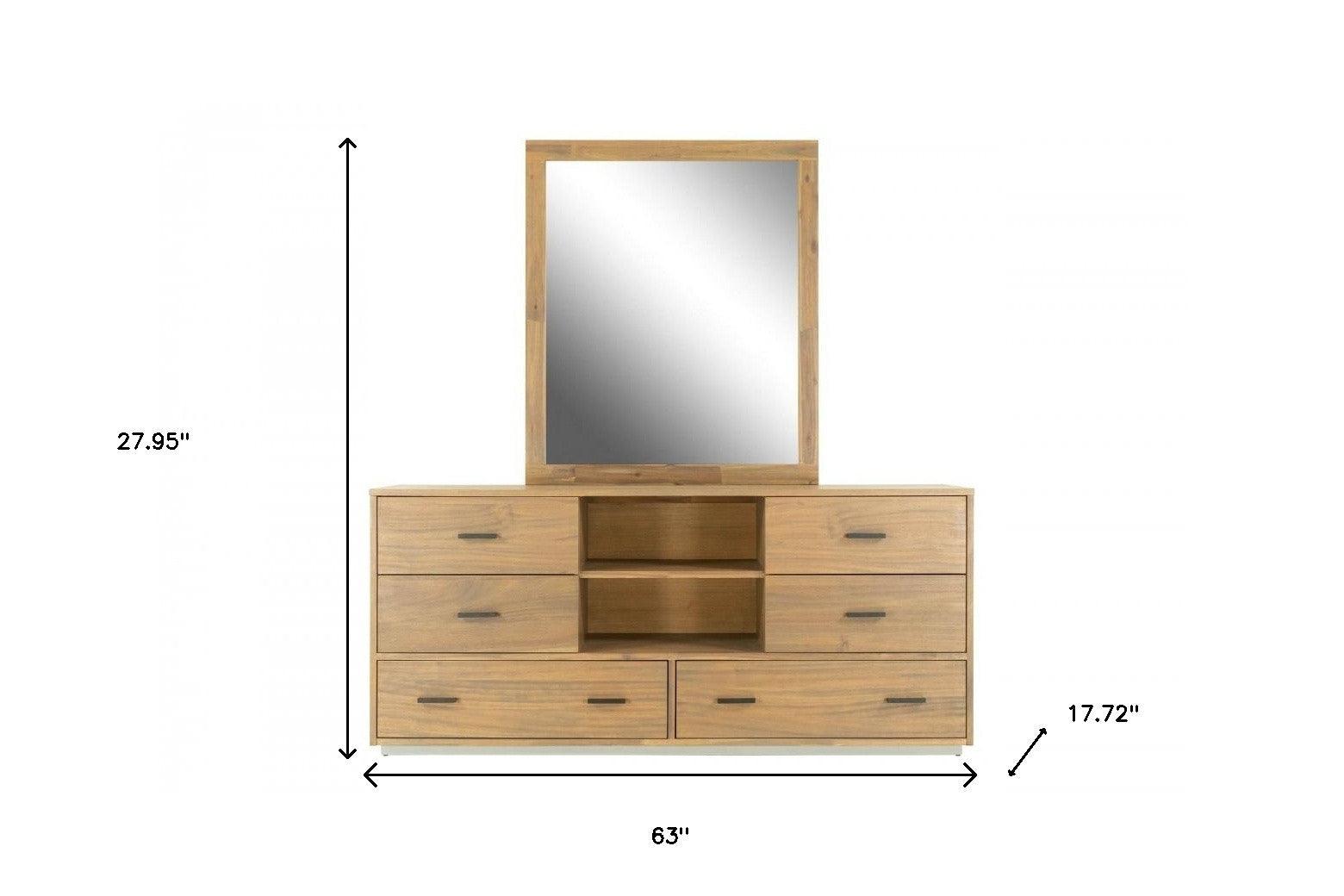 63" Walnut Six Drawer Combo Dresser - FurniFindUSA