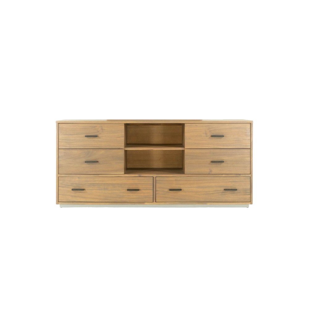 28" Brown Wood Six Drawer Combo Dresser HomeRoots