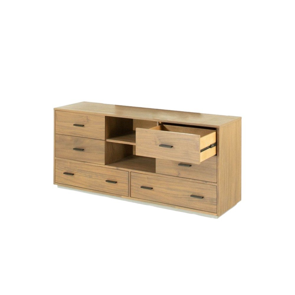 28" Brown Wood Six Drawer Combo Dresser HomeRoots