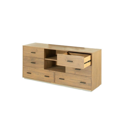 28" Brown Wood Six Drawer Combo Dresser HomeRoots