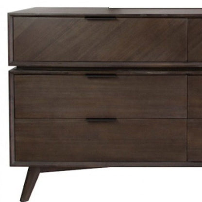 65" Acacia Solid Wood Six Drawer Double Dresser HomeRoots