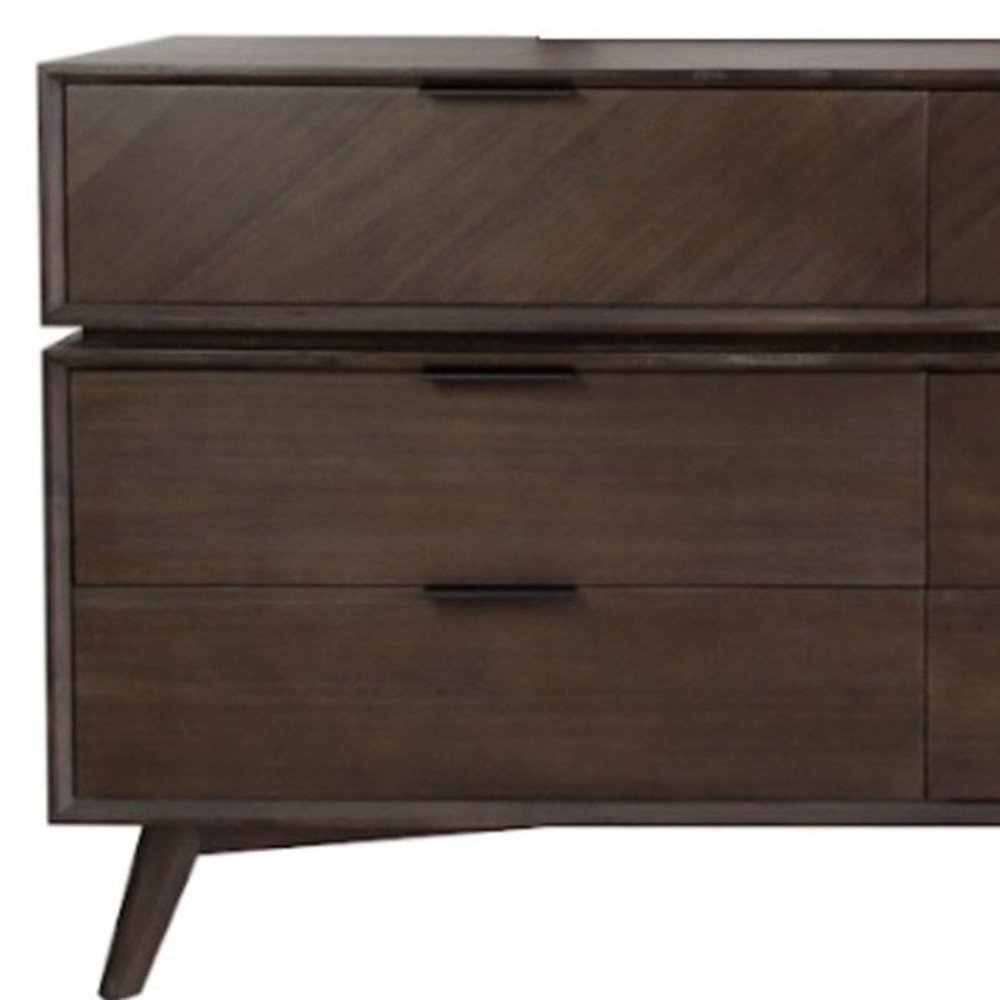65" Acacia Solid Wood Six Drawer Double Dresser — view 3