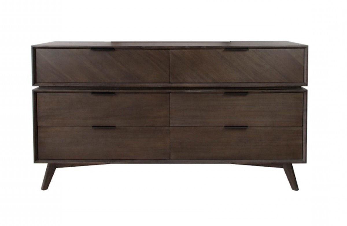 65" Acacia Solid Wood Six Drawer Double Dresser - FurniFindUSA