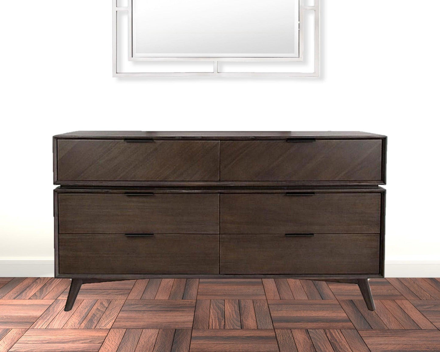 65" Acacia Solid Wood Six Drawer Double Dresser - FurniFindUSA