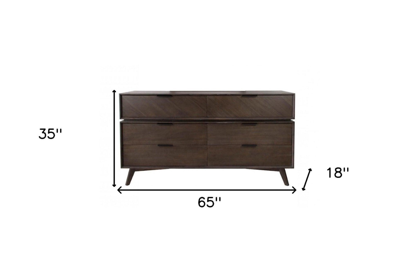 65" Acacia Solid Wood Six Drawer Double Dresser - FurniFindUSA