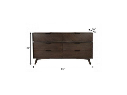 65" Acacia Solid Wood Six Drawer Double Dresser HomeRoots