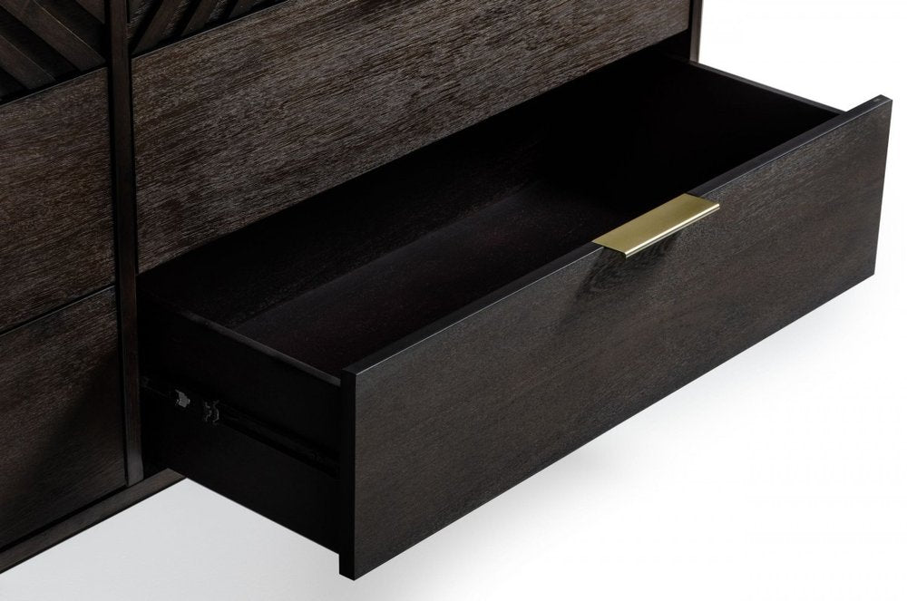 65" Dark Brown Solid Wood Six Drawer Double Dresser HomeRoots