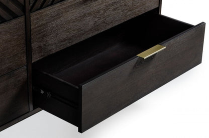 65" Dark Brown Solid Wood Six Drawer Double Dresser HomeRoots