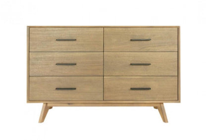 53" Walnut Solid Wood Six Drawer Double Dresser - FurniFindUSA