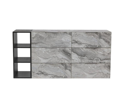 35" Grey Manufactured Wood Five Drawer Chest HomeRoots