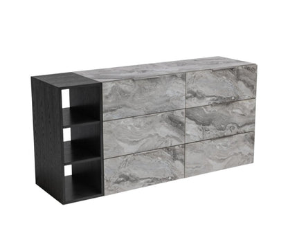 35" Grey Manufactured Wood Five Drawer Chest HomeRoots