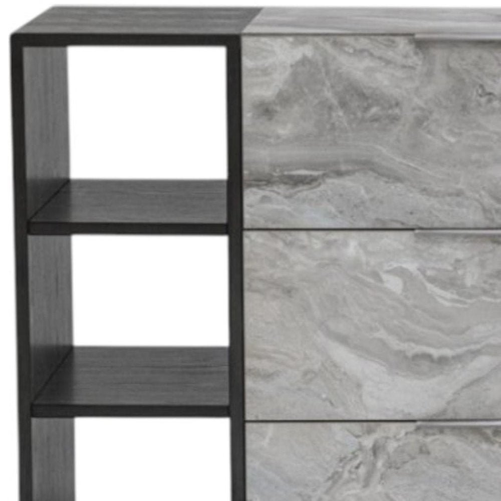 35" Grey Manufactured Wood Five Drawer Chest HomeRoots
