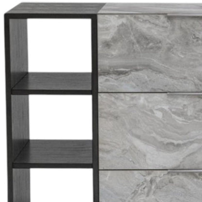 35" Grey Manufactured Wood Five Drawer Chest HomeRoots