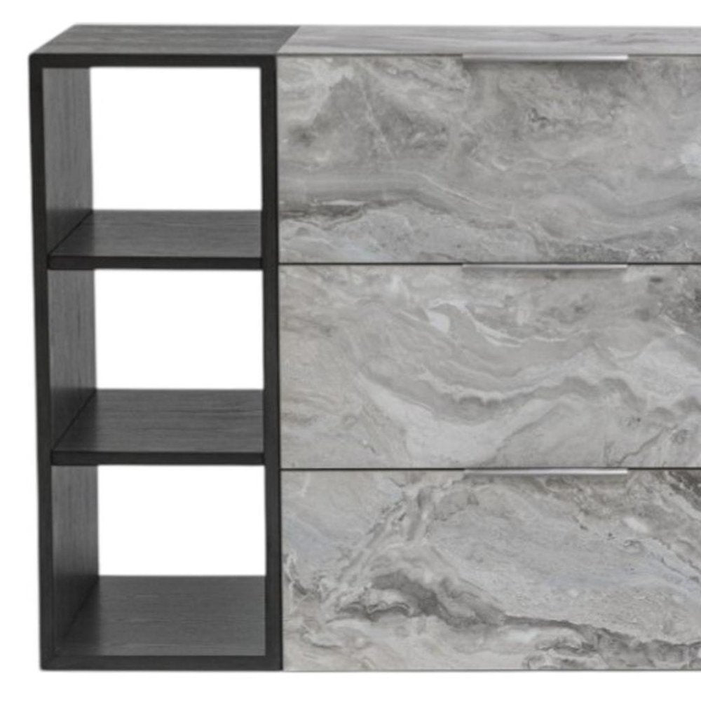 35" Grey Manufactured Wood Five Drawer Chest HomeRoots