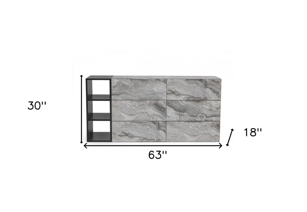 35" Grey Manufactured Wood Five Drawer Chest — view 16