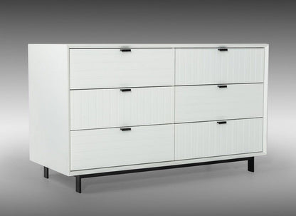 51" White Manufactured Wood Six Drawer Double Dresser - FurniFindUSA