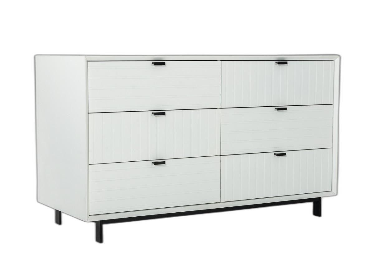 51" White Manufactured Wood Six Drawer Double Dresser - FurniFindUSA